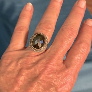 Silpada Sterling Silver, Black and Crystal Stone Ring